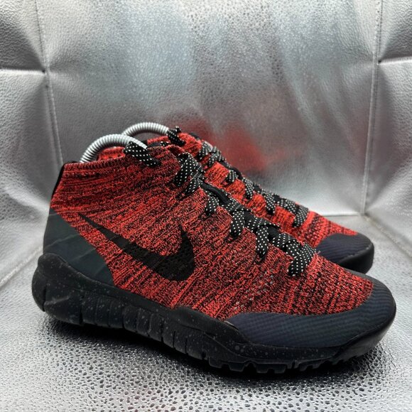Size 7 Nike Fly Knit Chukka Womens Bright Crimson Black Running Shoes 805093-603 - Picture 1 of 12